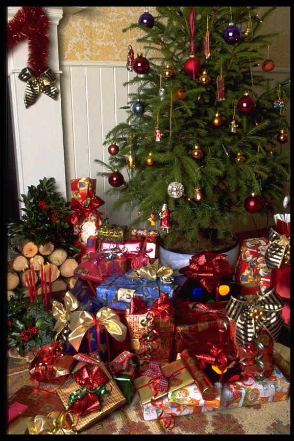 658002 Christmas Tree And Presents A4 Photo Print