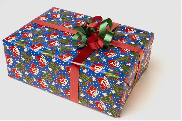 658045 Blue Santa Gift A4 Photo Print