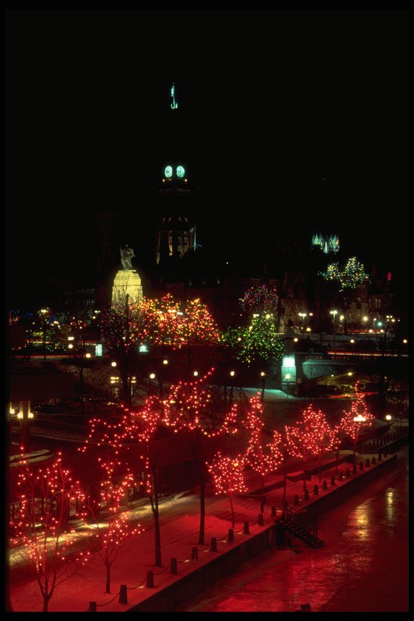 658068 Christmas Lights Along The Canal, Ottawa, Canada A4 Photo Print