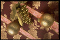 658092 Christmas Ribbons With Golden Grapes And Globes A4 Photo Print