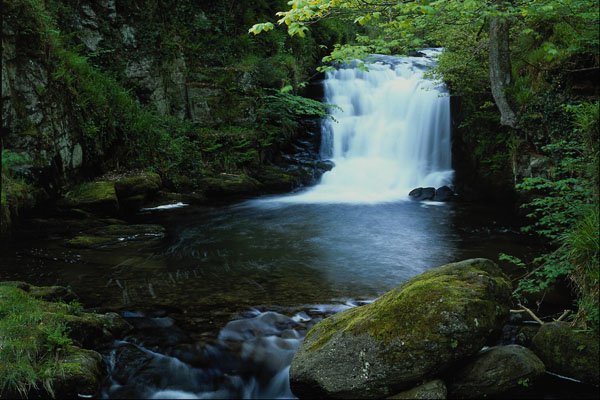 660051 Waterfall At Watersmeet, North Devon, England A4 Photo Print