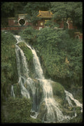 660060 Taroko Gorge Pavilion And Waterfall, Taiwan A4 Photo Print