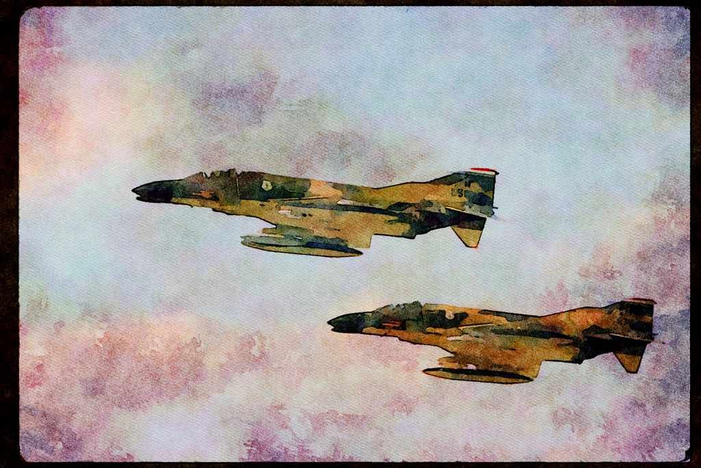 661000 Air National Guard F 4 Phantoms A4 Limited Edition Watercolour Print