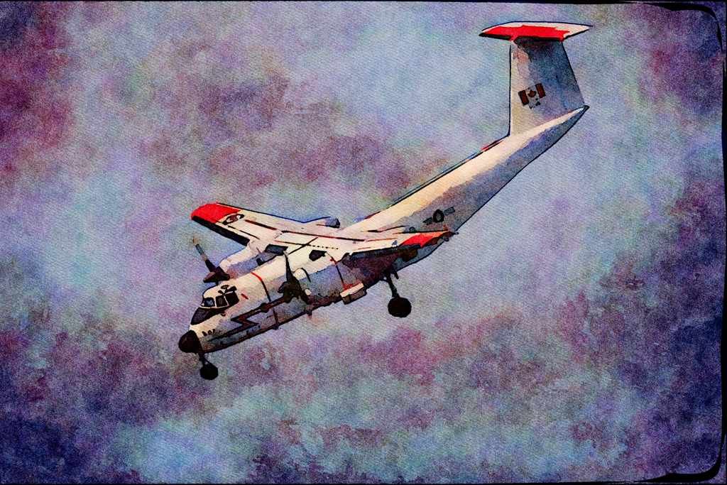 661017 Buffalo Aircraft, Trenton, 1986 A4 Limited Edition Watercolour Print