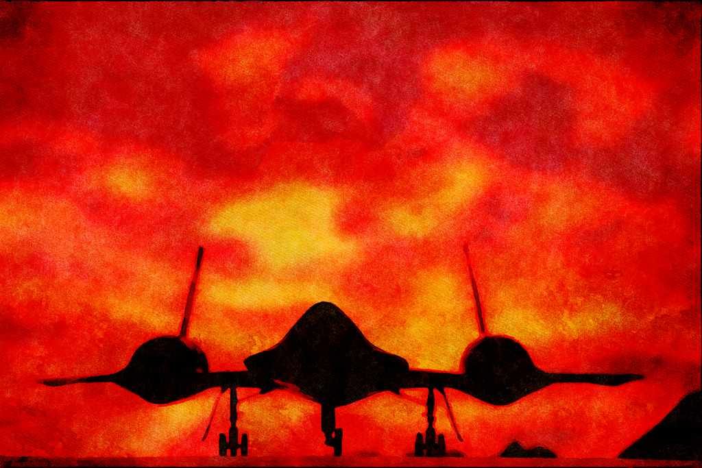 661019 SR 71 Blackbird On Runway A4 Limited Edition Watercolour Print