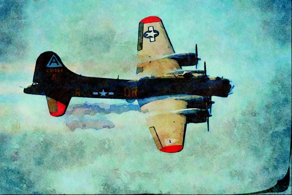 661020 Watsonville Air Show, B 17G Flying Fortress A4 Limited Edition Watercolour Print
