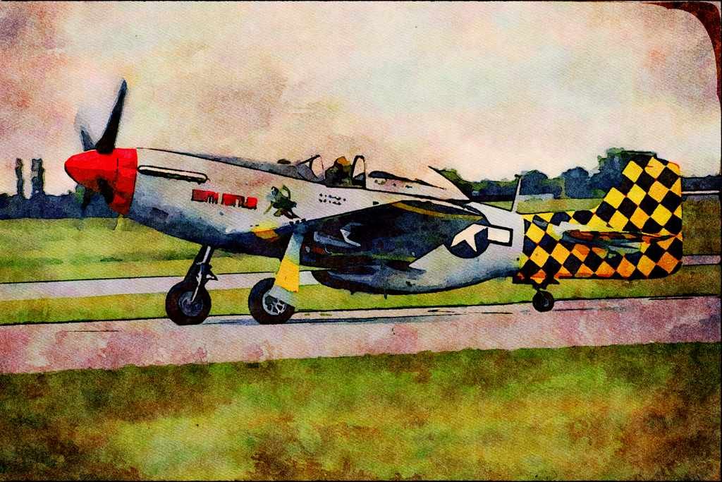661025 P.51 Mustang, National Capital Air Show, 1990 A4 Limited Edition Watercolour Print
