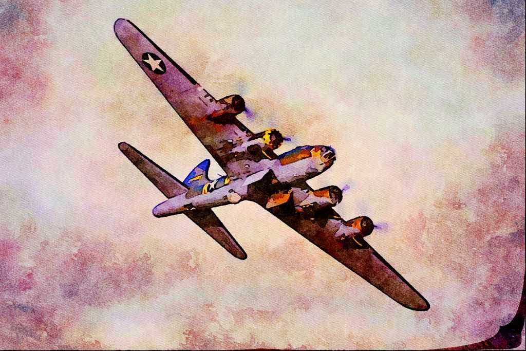 661041 Boeing B17G Flying Fortress A4 Limited Edition Watercolour Print