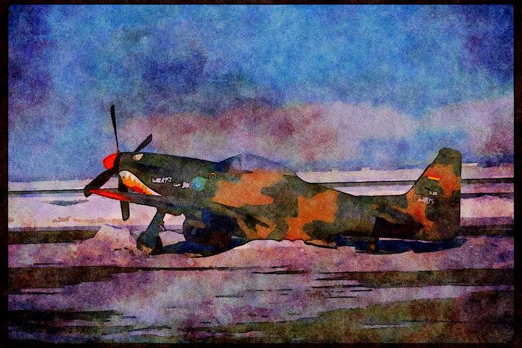661045 P 54 Mustang, WWII Fighter Aircraft A4 Limited Edition Watercolour Print