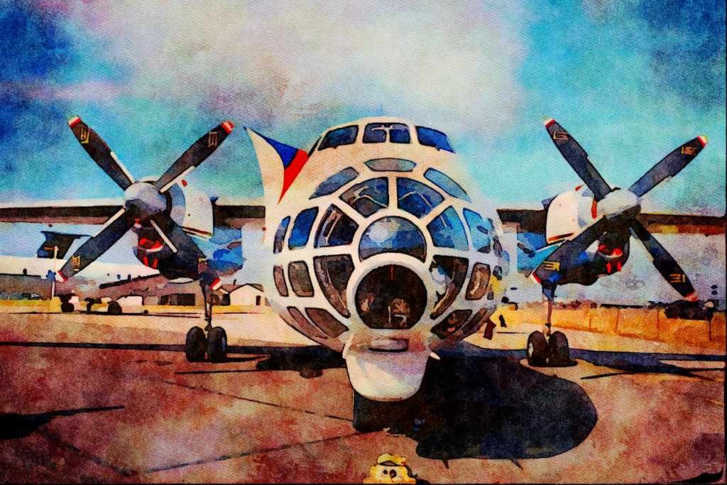661058 Antanov An 30, Czech Air Force A4 Limited Edition Watercolour Print