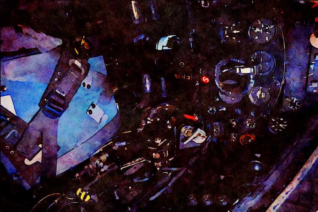 661064 Cockpit Of Spitfire PR.XIX (OM631) At BBMF Hanger, RAF A4 Limited Edition Watercolour Print