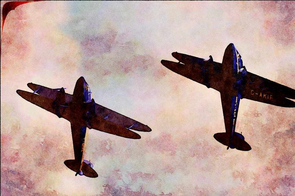 661066 2x DH.89 Dragon Rapide (G AKIF & G AIYR) A4 Limited Edition Watercolour Print