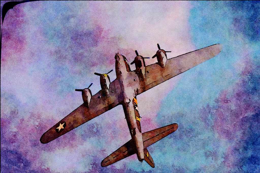 661068 Boeing B.17 Flying Fortress _Sally B_ In Flight A4 Limited Edition Watercolour Print