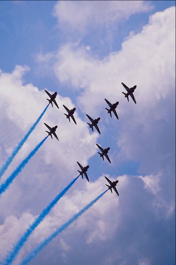 661073 Red Arrows BAe Hawk T1.a's In Concorde Formation A4 Photo Print