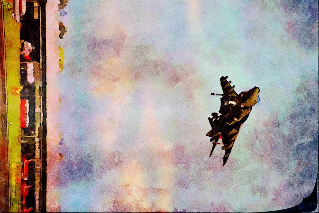 661074 BAe Harrier GR.7 Landing At Farborough, Hants, England A4 Limited Edition Watercolour Print