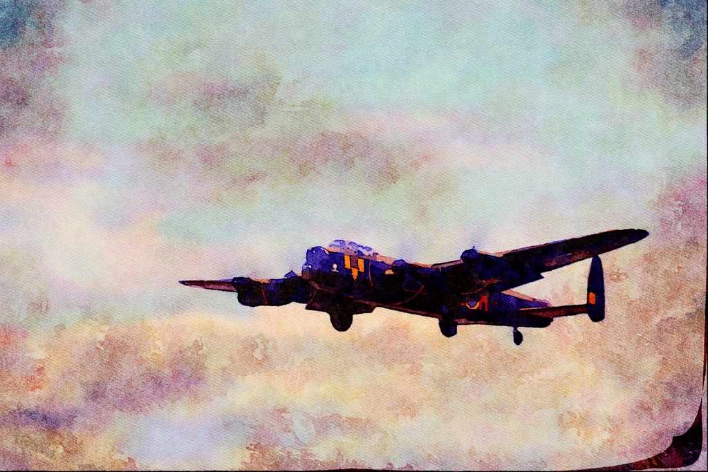 661077 AVRO Lancaster B1 (BBMF) At RAF Fairford A4 Limited Edition Watercolour Print