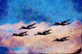 661079 Hercules C130K Tankers 57 Sq. RAF In Formation A4 Limited Edition Watercolour Print