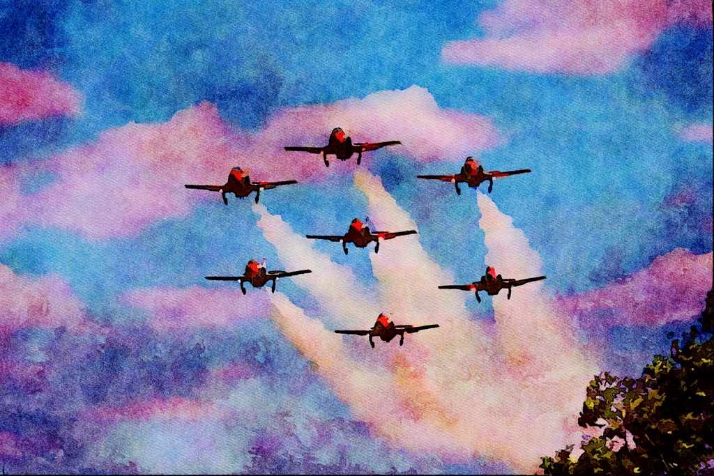 661088 Spanish AF _Patrulla Aguila_ CASA C 101 Aviojets A4 Limited Edition Watercolour Print