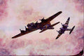 661091 Boeing B.17G Flying Fortress And DH.98 Mosquito T.3 A4 Limited Edition Watercolour Print
