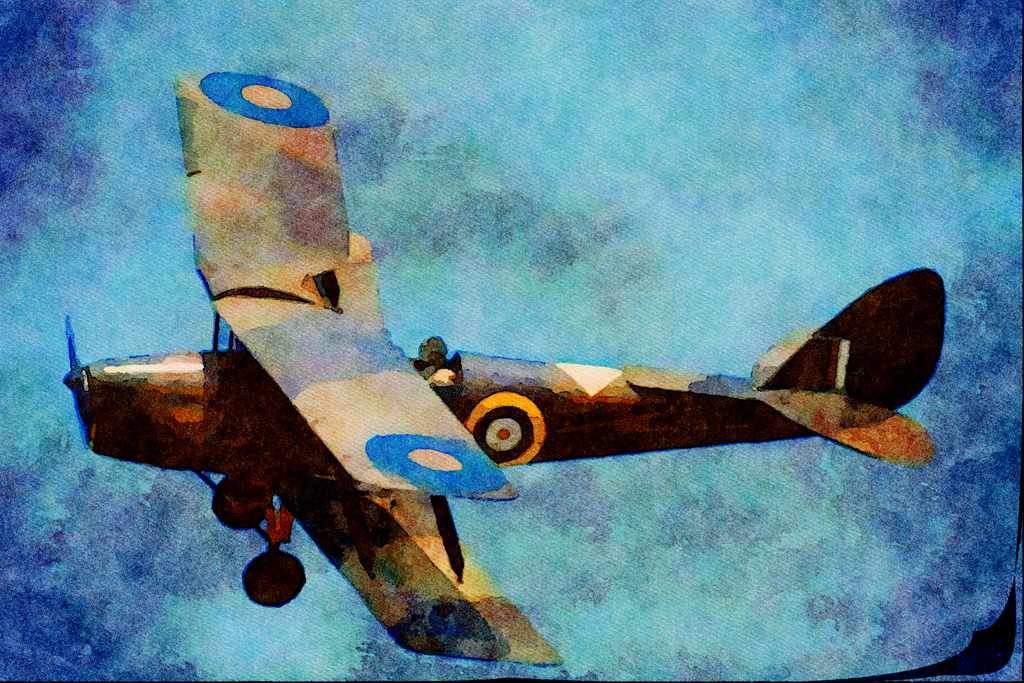 661094 Old Warden Airfield, Tiger Moth A4 Limited Edition Watercolour Print