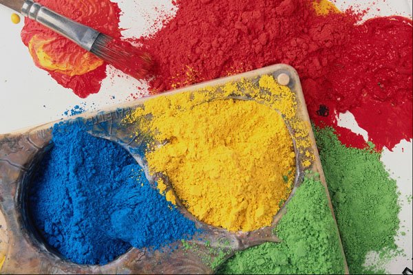 662074 Powder Paints On Palette With Brush A4 Photo Print