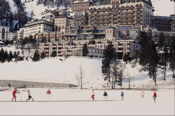 663084 Cricket Match, Frozen Lake, St. Moritz, Switzerland A4 Photo Print