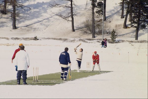 663086 Cricket Match, Frozen Lake, St. Moritz, Switzerland A4 Photo Print