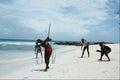 663089 Playing Cricket On Beach A4 Photo Print
