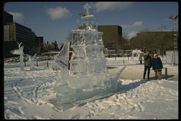 665017 Sailing Ship Ice Sculpture, Ottawa, Ontario, Canada A4 Photo Print