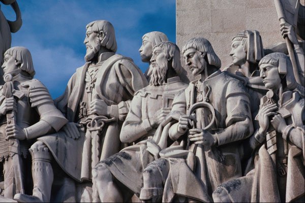 666047 Figures On Seafarers Statue In Lisbon, Portugal A4 Photo Print