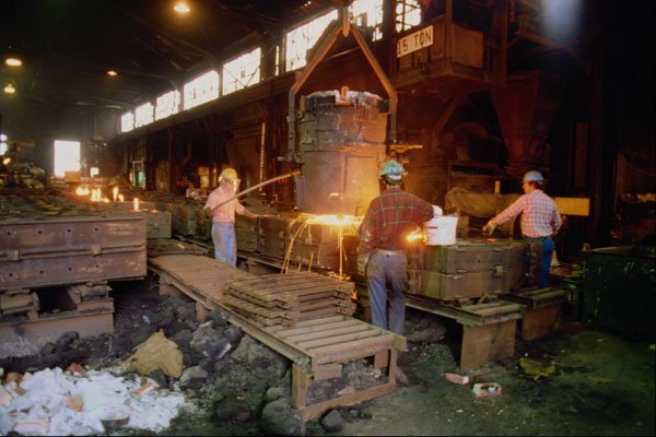 667030 Molten Steel Poured Into Molds, Nova Scotia, Canada A4 Photo Print