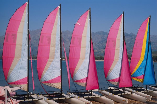 669006 Catamarans For Hire, Calvi Citadel, Corsica A4 Photo Print