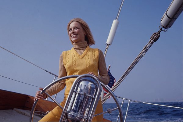 669077 Sailing, Girl On Helm A4 Photo Print