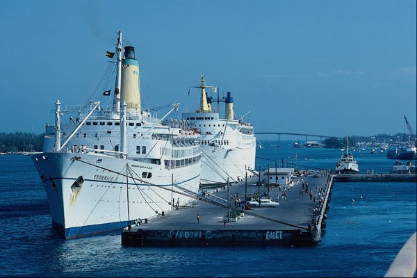 669081 Cruise Ship At Anchor, Miami Harbor A4 Photo Print