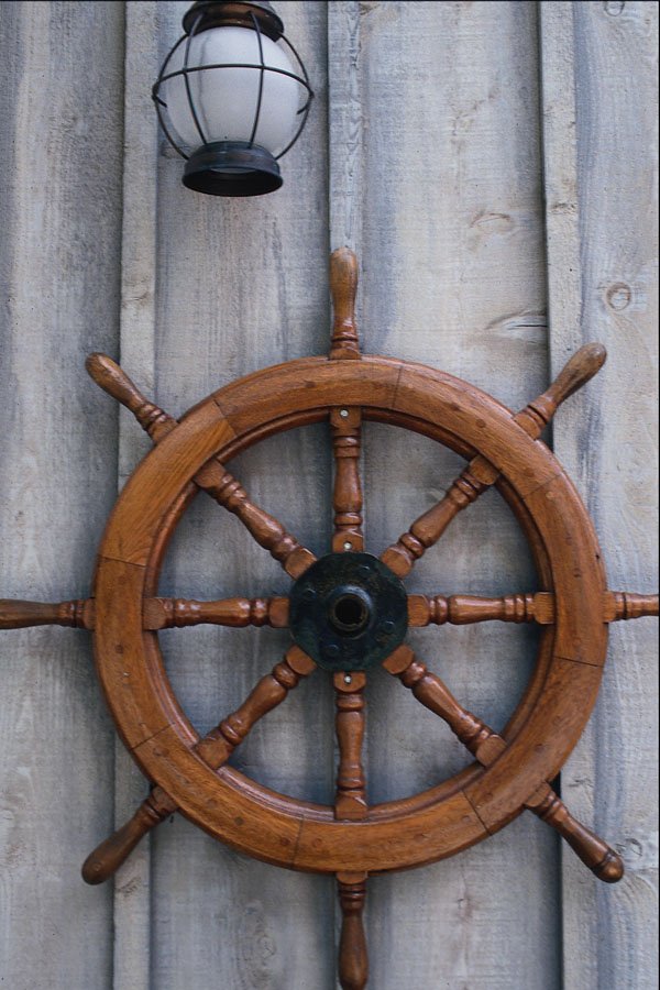 669095 Ship's Nautical Wheel, Camden, Maine A4 Photo Print