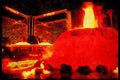 670000 Fountain Of Fire A4 Limited Edition Watercolour Print
