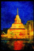 670017 Fountains By _White House_, Bucharest, Romania A4 Limited Edition Watercolour Print