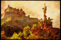 670018 Edinburgh Castle By Fountain, Scotland A4 Limited Edition Watercolour Print