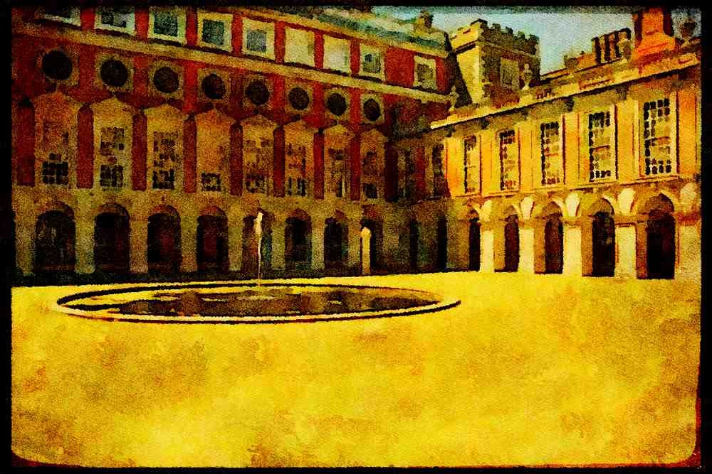 670022 Hampton Court, Fountain Court, England A4 Limited Edition Watercolour Print