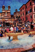 670043 Spanish Steps And Fountain, Rome, Italy A4 Limited Edition Watercolour Print