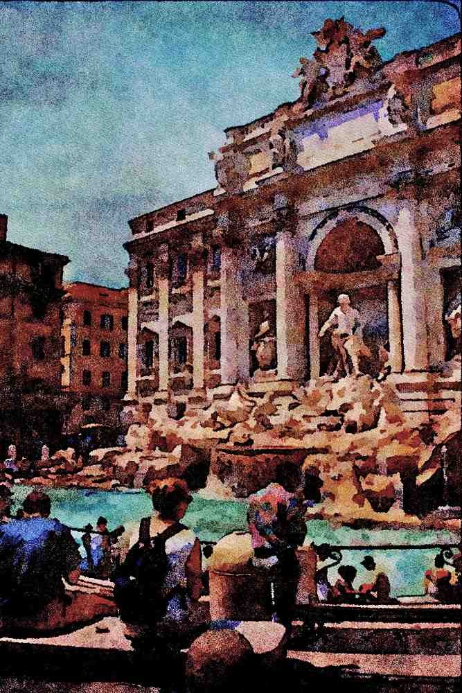 670044 Trevi Fountain, Rome, Italy A4 Limited Edition Watercolour Print