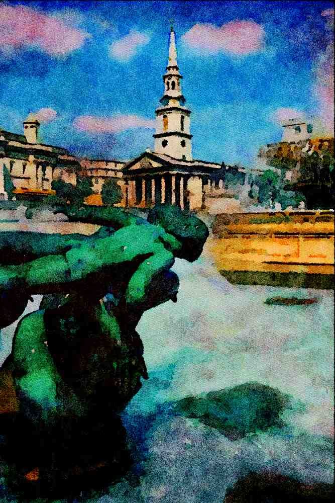 670046 Trafalgar Square, London, England A4 Limited Edition Watercolour Print