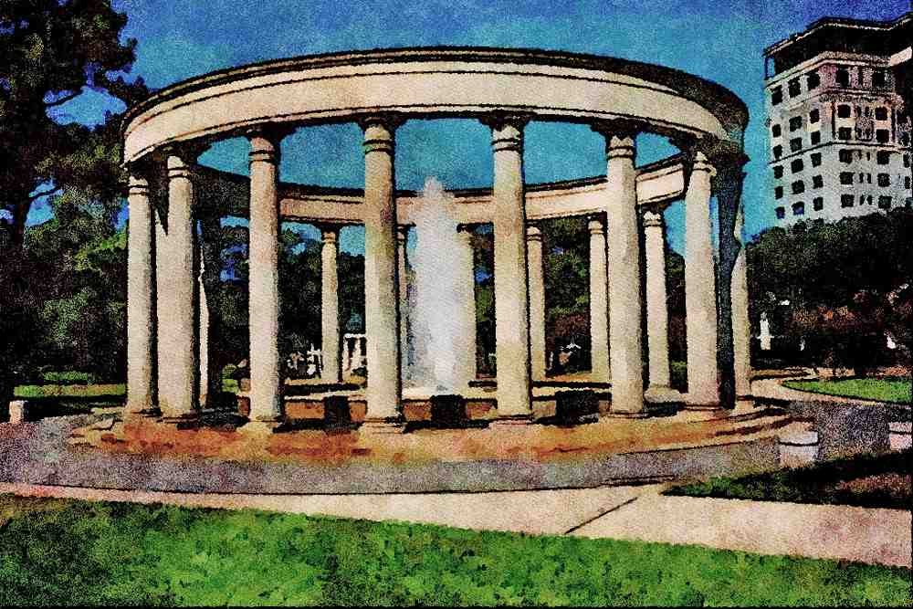 670069 Mecom Rockwell Colonnade A4 Limited Edition Watercolour Print