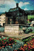 670070 Fountain, Vordenberg, Styria, Austria A4 Limited Edition Watercolour Print