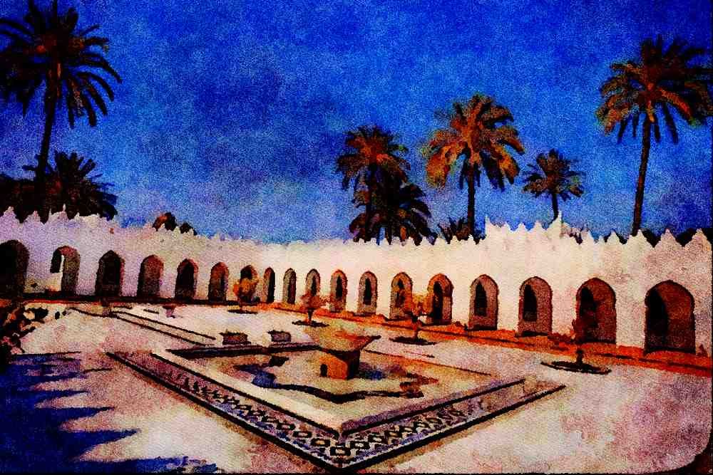 670094 King Abdul Aziz Al Saud Mosque, Marbella, Spain A4 Limited Edition Watercolour Print