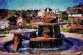670098 Fountain, St. Brelade's Park, Jersey, England A4 Limited Edition Watercolour Print