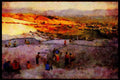 671004 Pamukkale, People In Hot Water Basins, Turkey A4 Limited Edition Watercolour Print