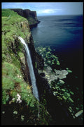 671006 Waterfall Over The Cliffs Of The Isle Of Skye, Scotland A4 Photo Print