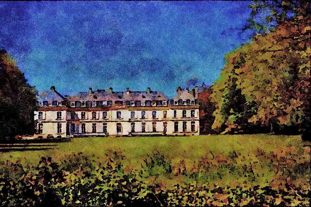 671023 Large Mansion In Rural Norway A4 Limited Edition Watercolour Print