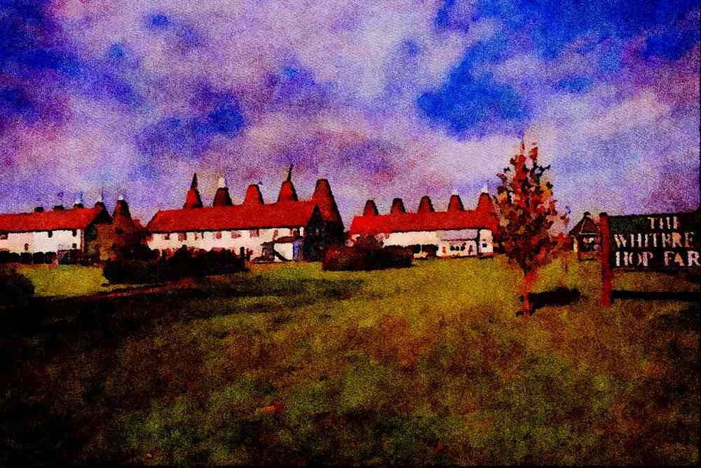 671025 Kentish Hop Farm, Whitbread, Britain A4 Limited Edition Watercolour Print